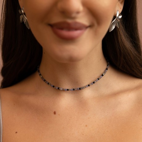 Choker "Tanzanite silver" -...